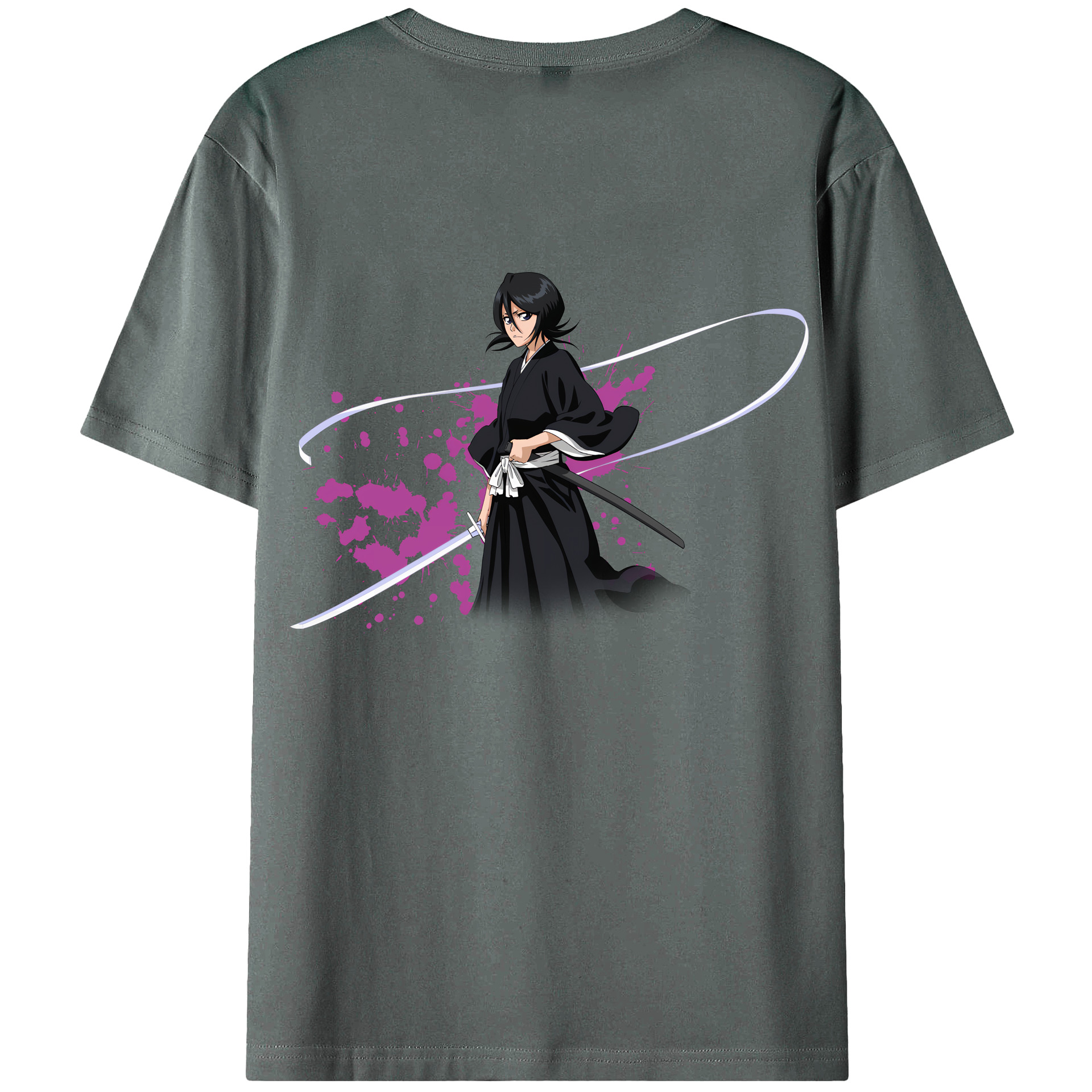 （画像用） ブリーチ 朽木ルキア BLEACH Kuchiki Rukia 綿100％ メンズ半袖Tシャツ（バックプリント） 通気性